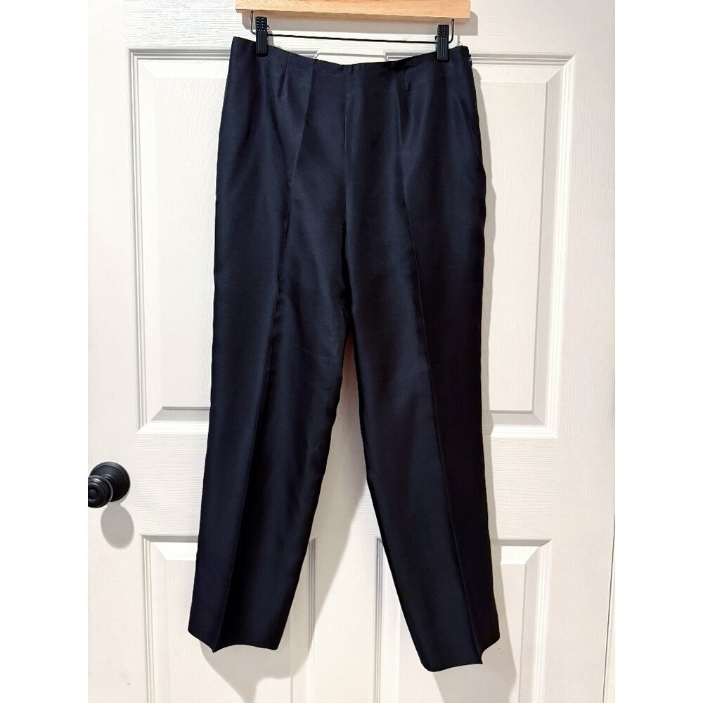 Sigrid Olsen Collection Black 100% Silk Ankle Pants Dressy Formal Minimalist 8